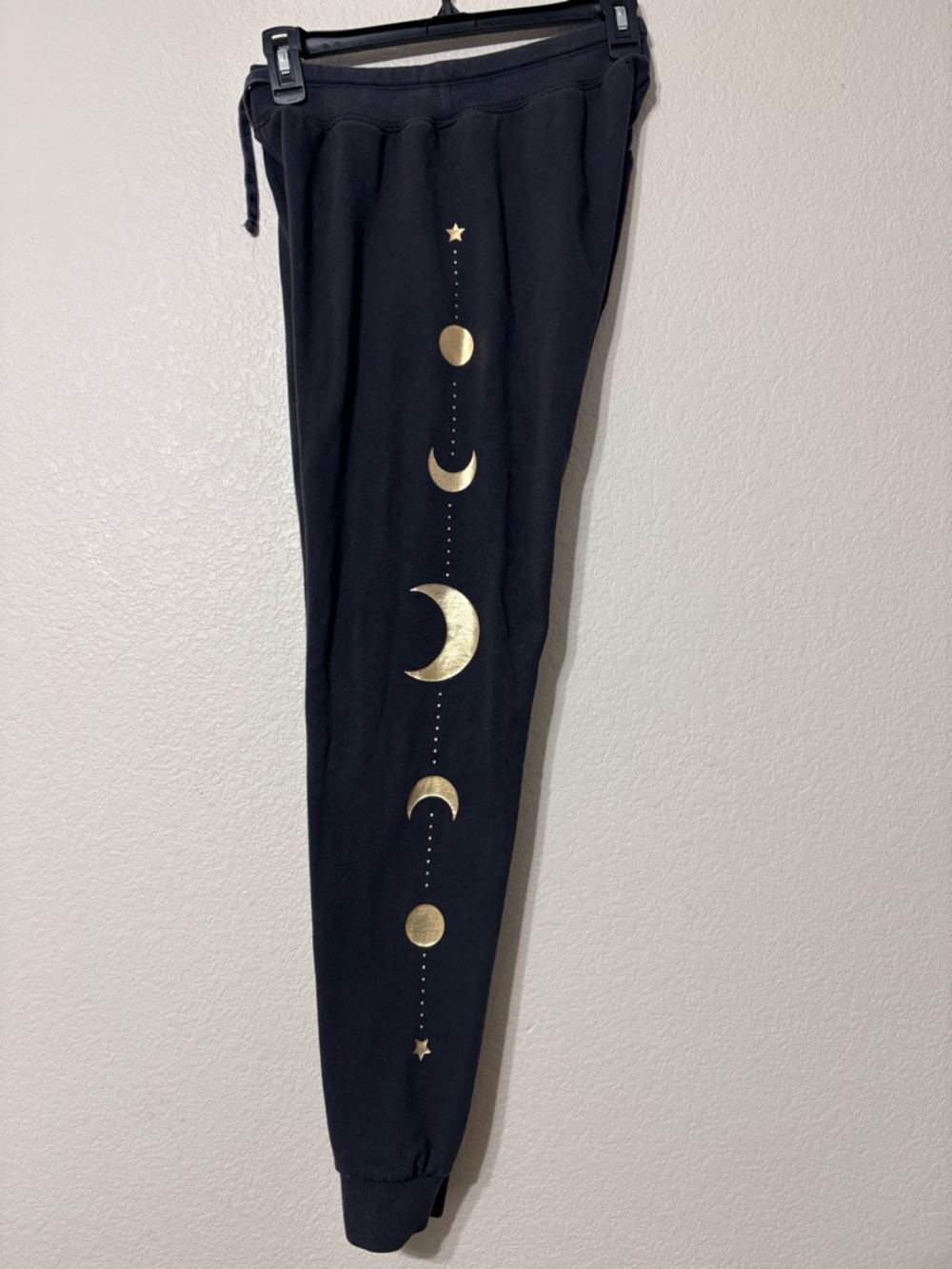 Spiritual Gangster Charcoal Gray Soft Cozy French Terry Sweatpants Moon Stars S - Picture 5 of 10